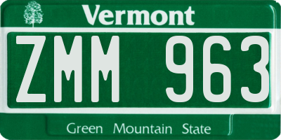 VT license plate ZMM963