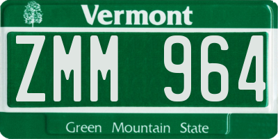 VT license plate ZMM964