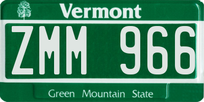 VT license plate ZMM966