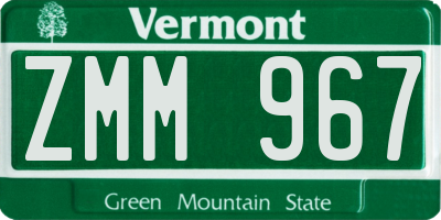 VT license plate ZMM967