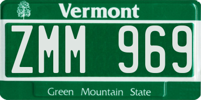 VT license plate ZMM969