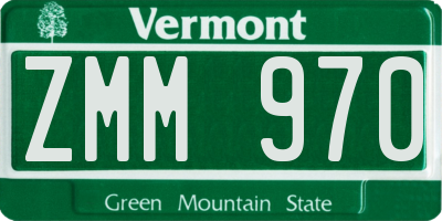 VT license plate ZMM970