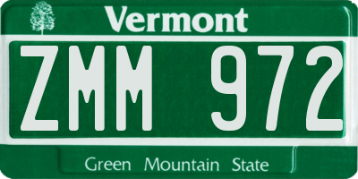 VT license plate ZMM972