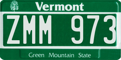 VT license plate ZMM973