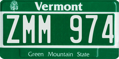 VT license plate ZMM974