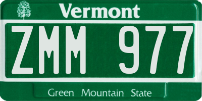 VT license plate ZMM977