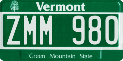 VT license plate ZMM980