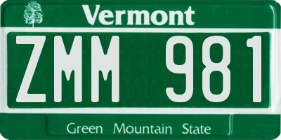 VT license plate ZMM981