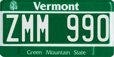 VT license plate ZMM990