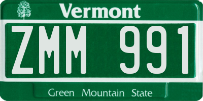 VT license plate ZMM991