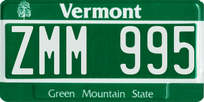 VT license plate ZMM995