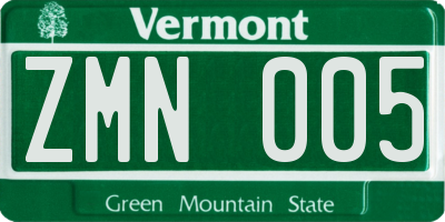 VT license plate ZMN005