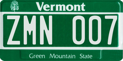 VT license plate ZMN007