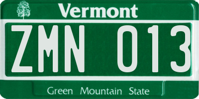 VT license plate ZMN013