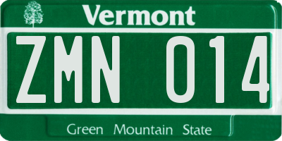 VT license plate ZMN014