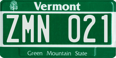 VT license plate ZMN021