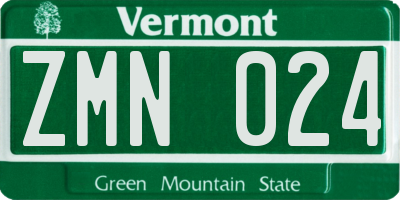 VT license plate ZMN024