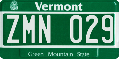VT license plate ZMN029