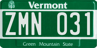 VT license plate ZMN031