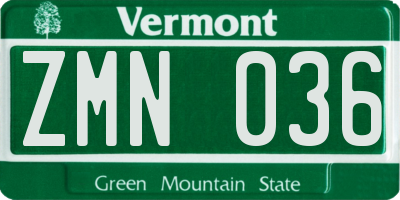 VT license plate ZMN036