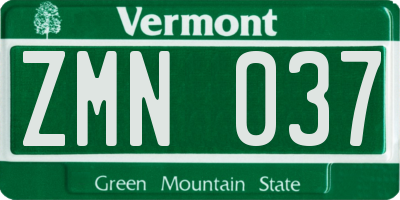 VT license plate ZMN037