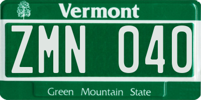 VT license plate ZMN040