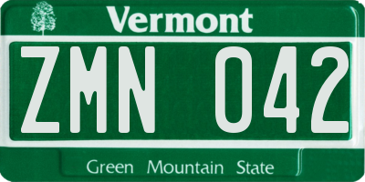 VT license plate ZMN042