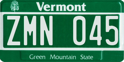 VT license plate ZMN045
