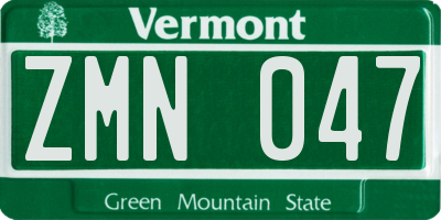 VT license plate ZMN047