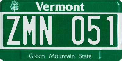 VT license plate ZMN051