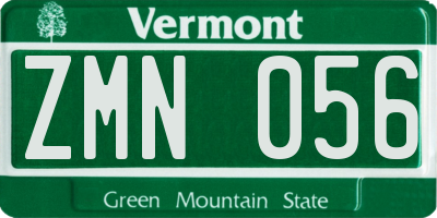 VT license plate ZMN056