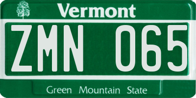 VT license plate ZMN065