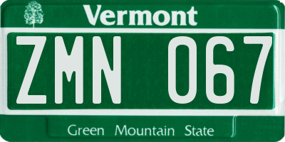 VT license plate ZMN067