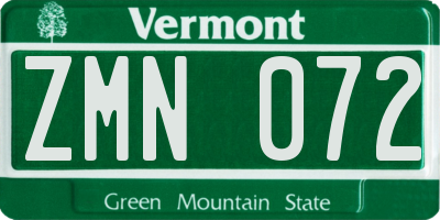 VT license plate ZMN072