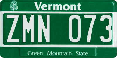VT license plate ZMN073