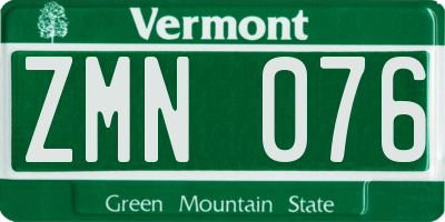 VT license plate ZMN076