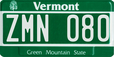 VT license plate ZMN080