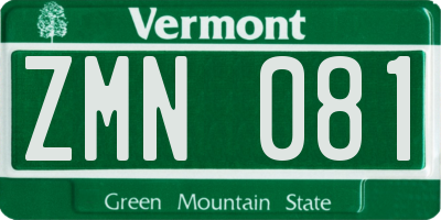 VT license plate ZMN081