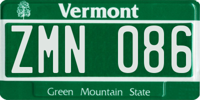 VT license plate ZMN086