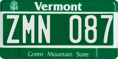 VT license plate ZMN087