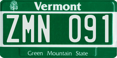 VT license plate ZMN091