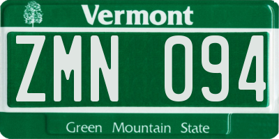 VT license plate ZMN094