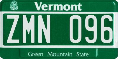VT license plate ZMN096