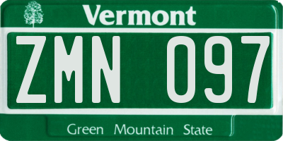 VT license plate ZMN097