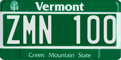 VT license plate ZMN100