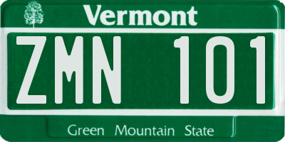 VT license plate ZMN101