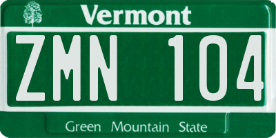 VT license plate ZMN104