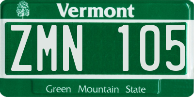 VT license plate ZMN105