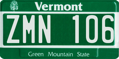 VT license plate ZMN106