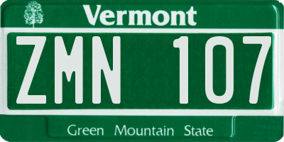 VT license plate ZMN107